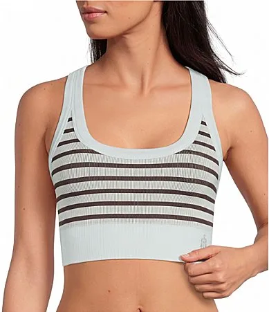 Go to Stripe Scoop Neck Raceback Sport Bra by Free People