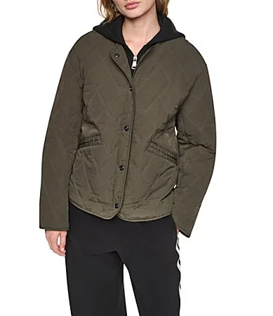 DKNY Mix Media Light Weight Diamond Quilt Snap Front Jacket by Donna Karan