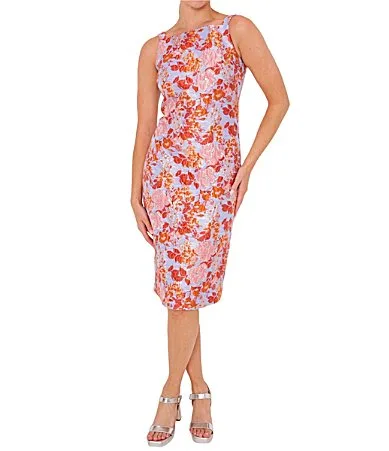Clara Square Neck Floral Jacquard Midi Dress by Abbey Glass
