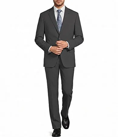 New York Modern Fit Flat Front Solid Wool-Blend 2-Piece Suit
