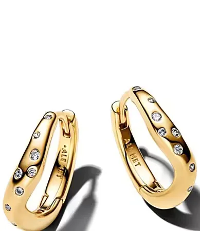 Organic Stone Gold Hoop Earrings by Pandora