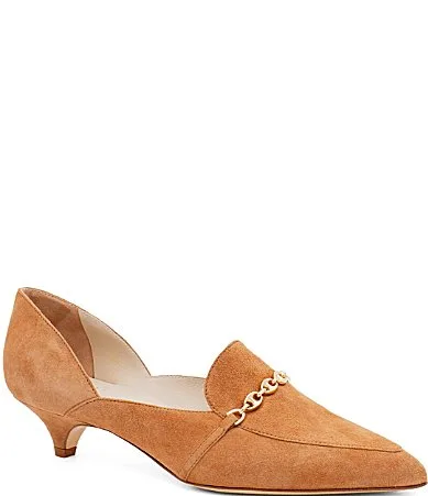 Adorato Suede Chain Hardware Kitten Heel Pumps by Amalfi