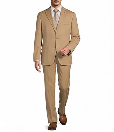 Chicago Classic Flat Front Solid Wool Blend 2-Piece Suit by Hart Schaffner Marx