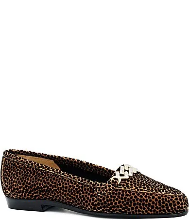 Oste Giraffe Print Leather Chain Loafers by Amalfi