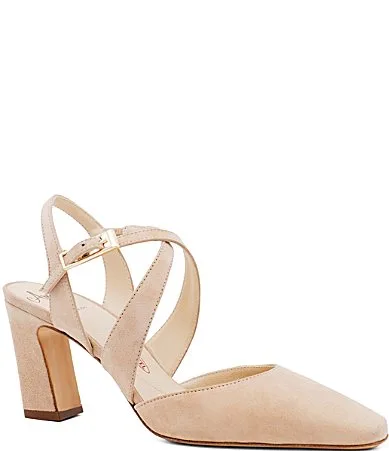 Fagiolo Suede Cross Strap Pointed Toe Pumps