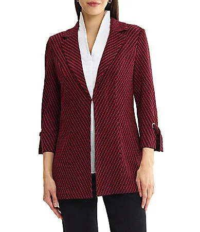Tailored Knit Notch Lapel Tie Cuff Bracelet Sleeve Jacket