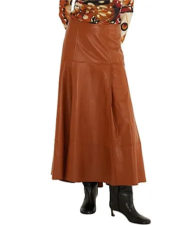 Leather A-Line Midi Skirt by FARM Rio