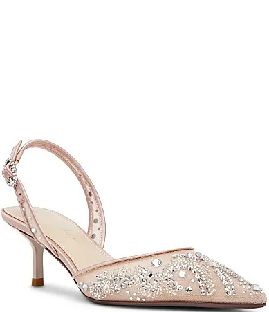 Blue by Betsey Johnson Prim Mesh Bead Embellished Slingback Pumps by Betsey Johnson