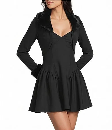Faux Fur Trim Long Sleeve Shrug by In San Francisco