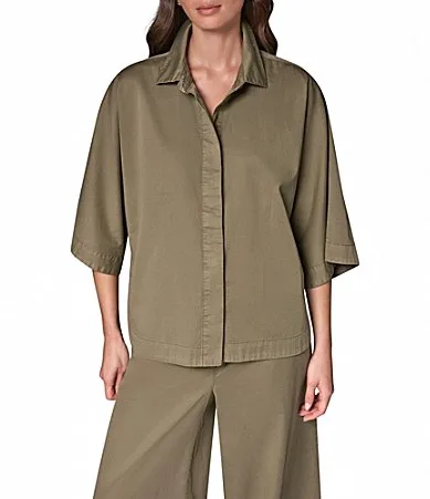 The Bali Dolman Denim Button Front Shirt by Donna Karan