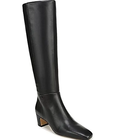 Flexa Shara Leather Square Toe Block Heel Tall Boots
