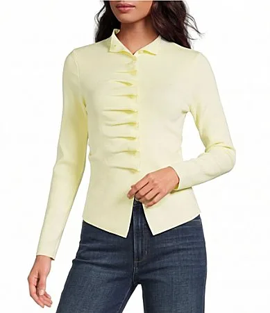 Bridge Ruffle Scoop Neck Long Sleeve Sweater by Lucy