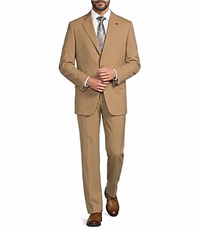 New York Modern Fit Flat Front Solid Wool Blend 2-Piece Suit by Hart Schaffner Marx