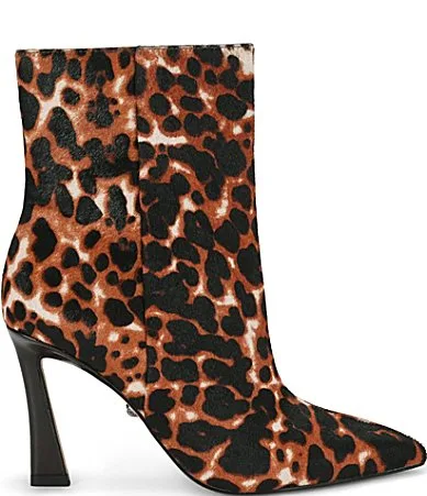 Annabel Leather Faux Fur Leopard Ankle Booties by Kurt Geiger
