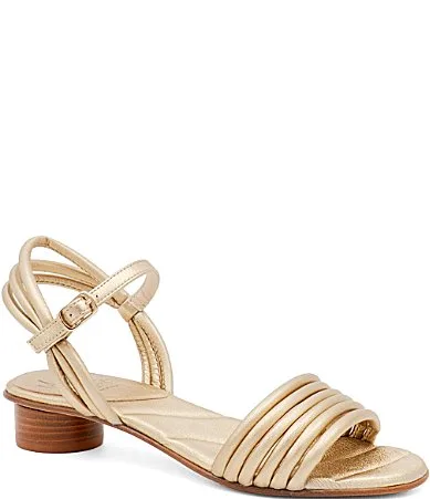 Barocco Leather Strappy Ankle Wrap Block Heel Dress Sandals by Amalfi