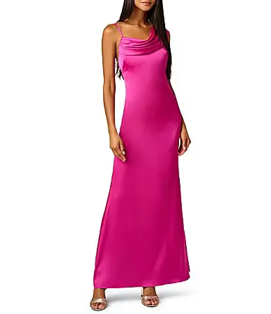 Cowl Neck Sash Long Dress by Adrianna Papell