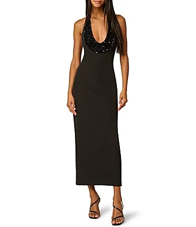 Sequin and Crepe Midi Dress by Adrianna Papell