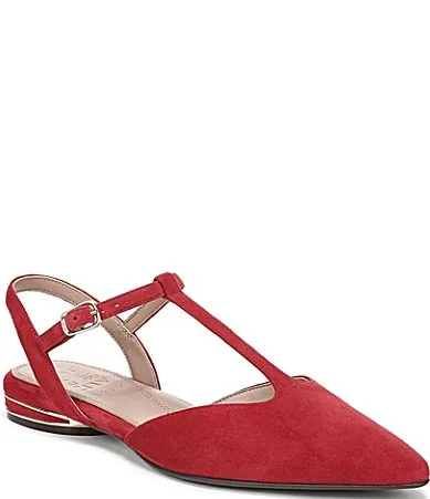 Harlie Suede Pointed Toe T-Strap Dress Flats by Naturalizer