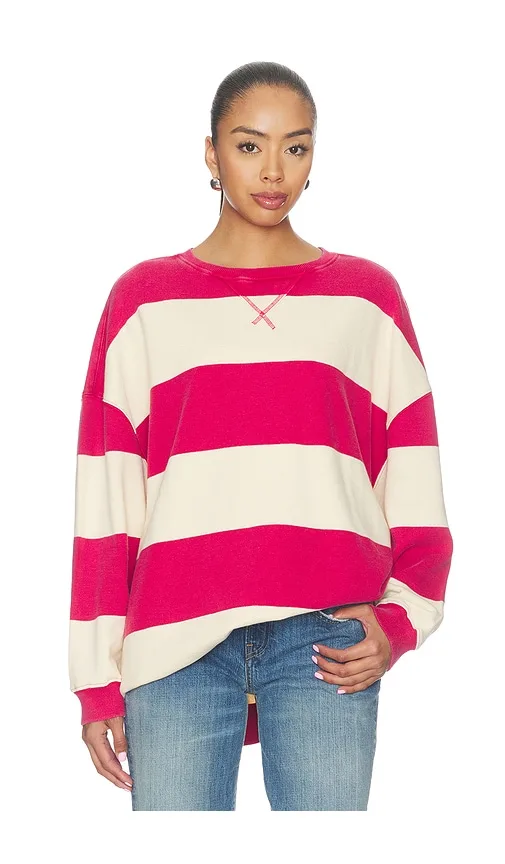 Classic Striped Crew Wide Tee Top by Free People