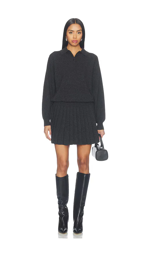 Alexander Wang Long Sleeve Polo Dress with Heat Pressed Skirt by Alexander Wang