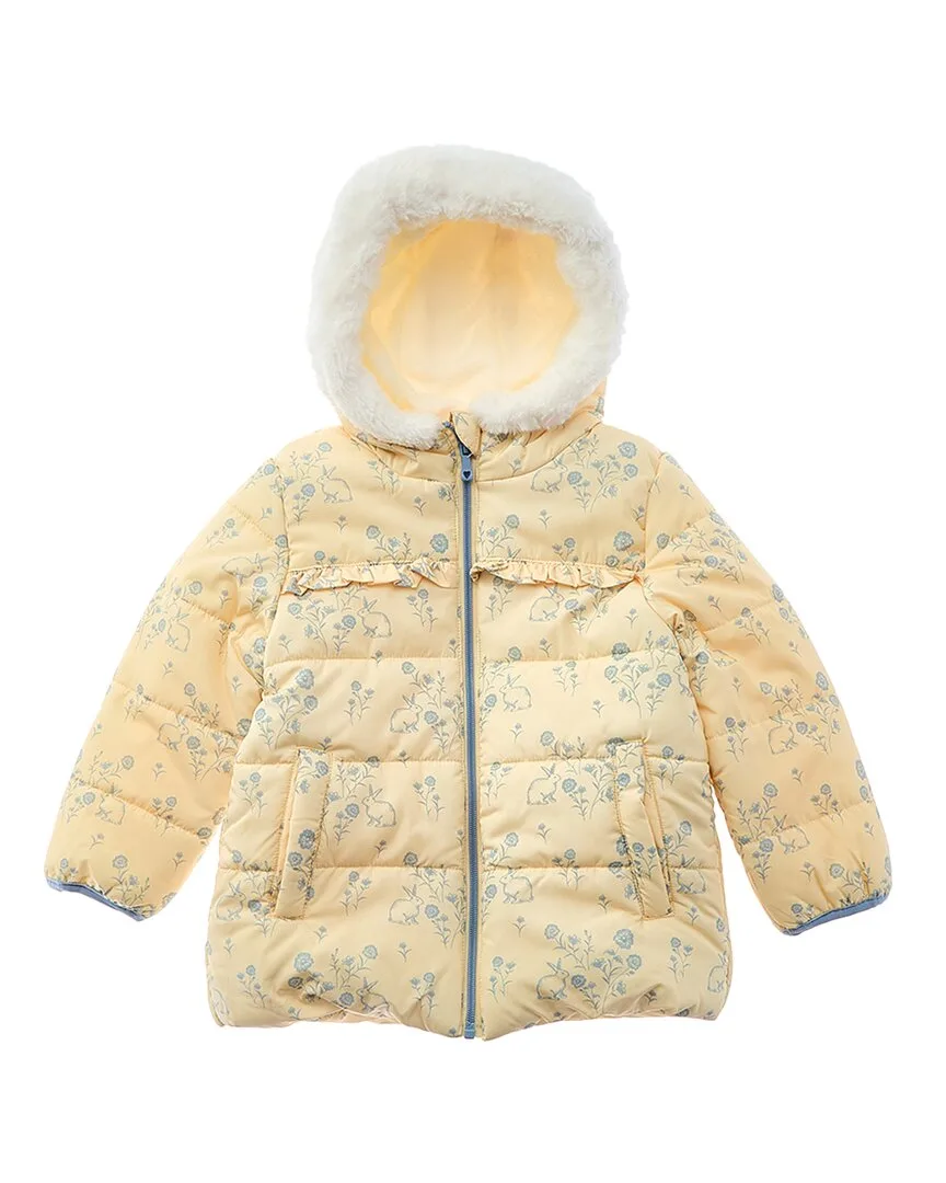 Floral Bunny Print Quilted Puffer Jacket by Wippette