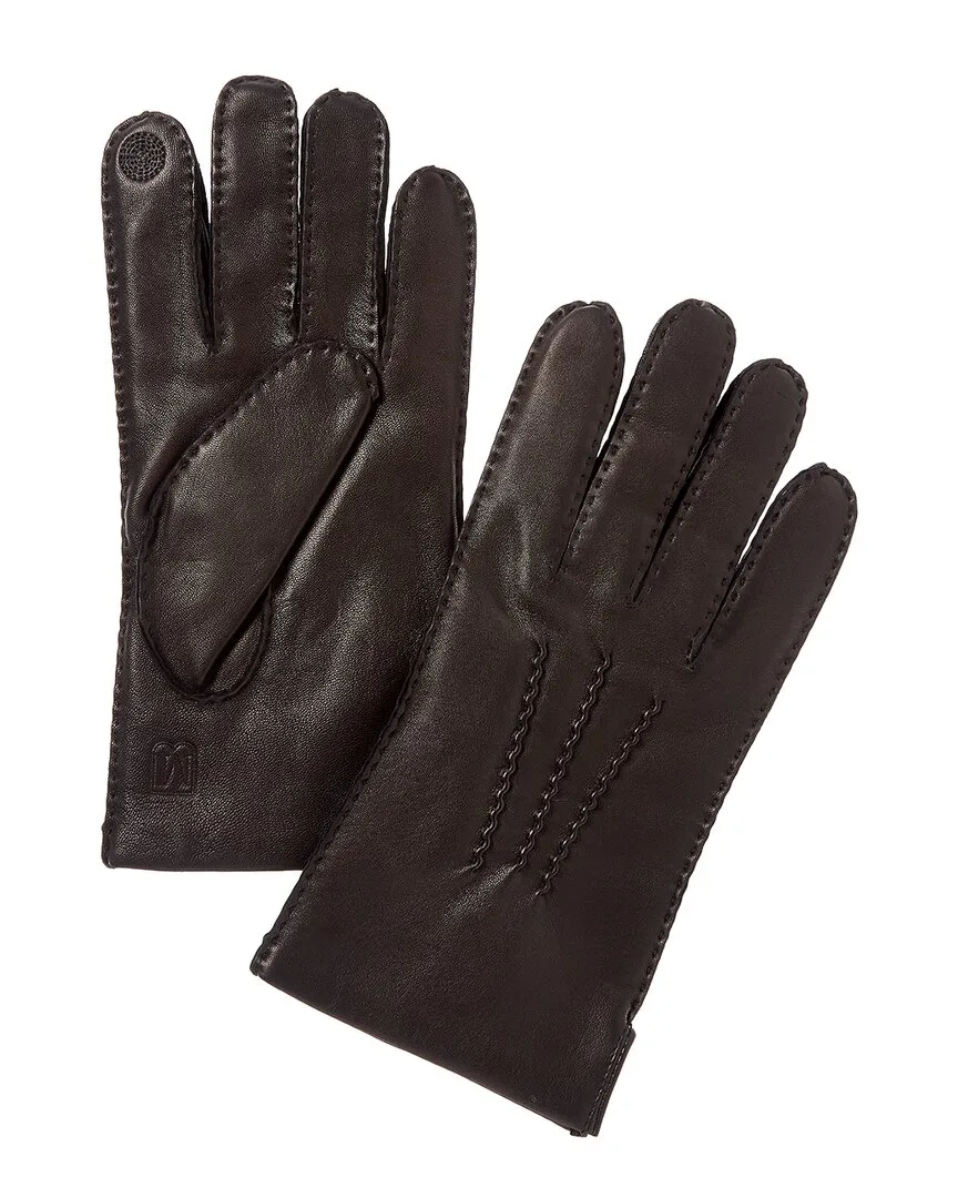 Wool-Trim Leather Gloves by Bruno Magli