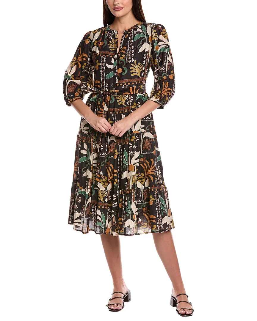 Tiered Silk-Blend Midi Dress