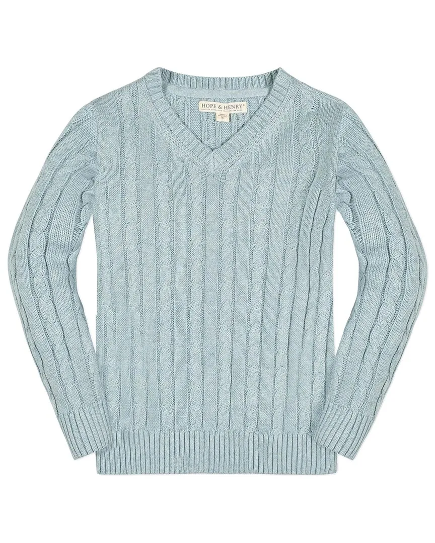 V-Neck Cable Sweater by Hope & Henry