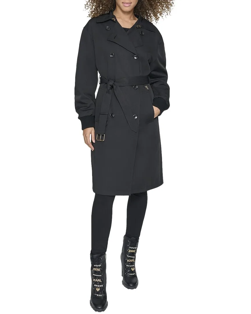 Bomber Sleeve Trench Coat by Karl Lagerfeld