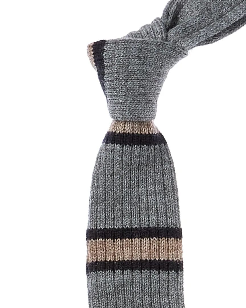 Grey Stripe Alpaca & Wool-Blend Tie by Brunello Cucinelli