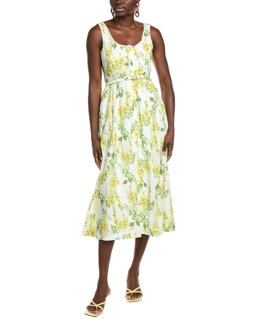 Printed Voile Sleeveless Midi Dress