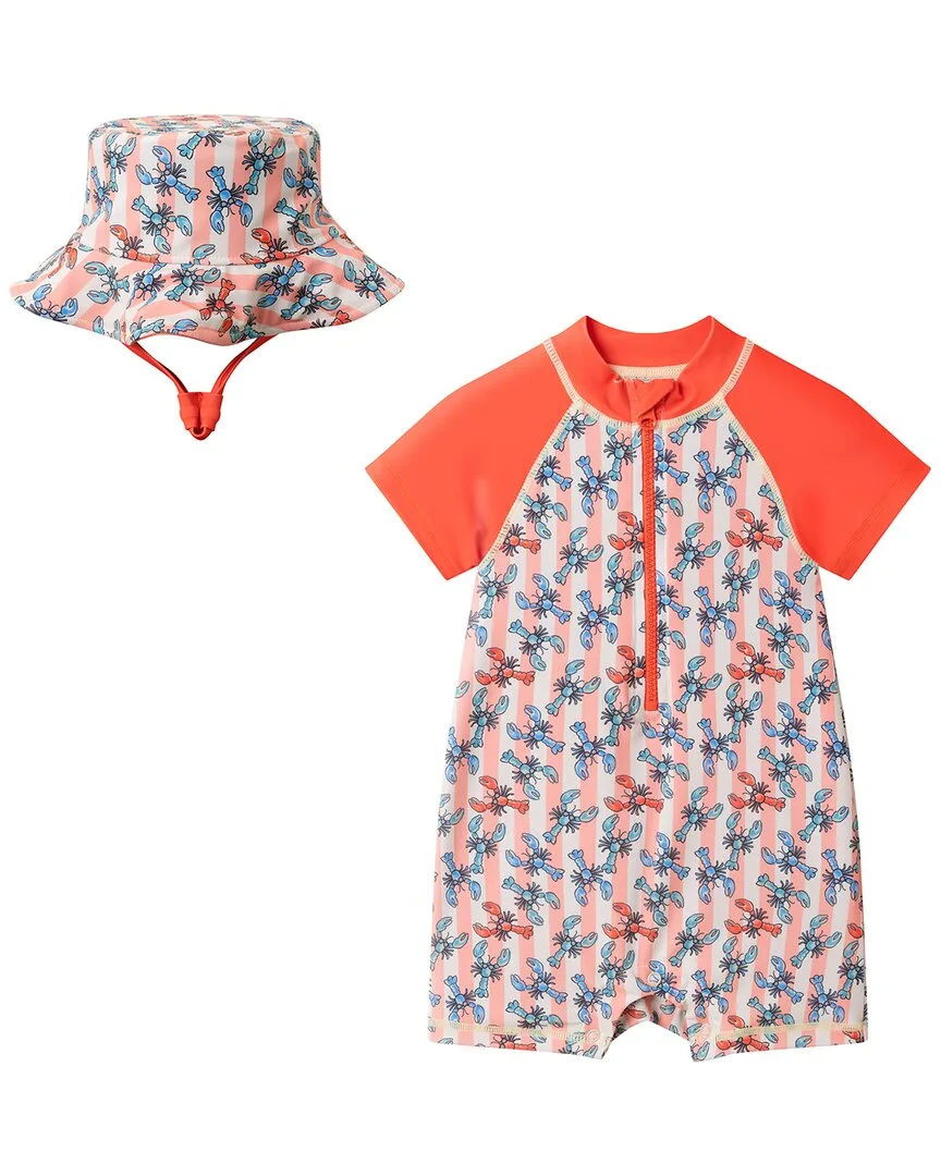 Orange Lobster Swim Romper by Andy & Evan