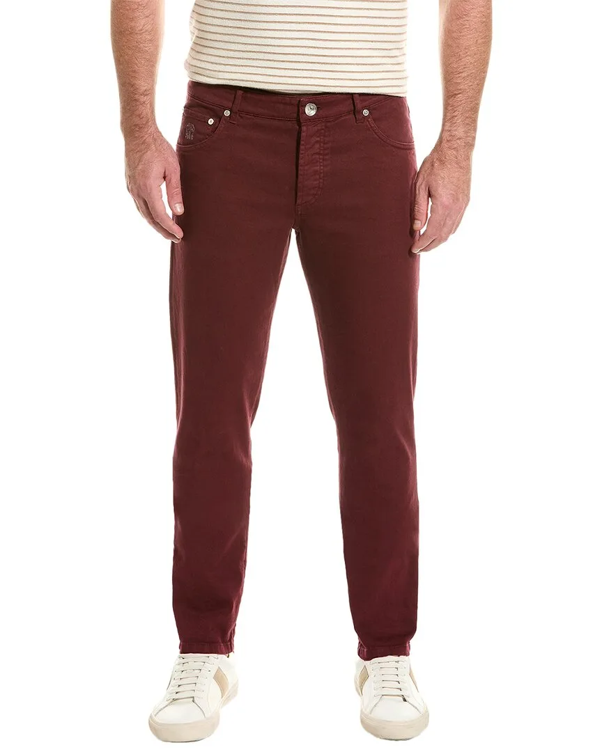 Dark Red Slim Straight Jean by Brunello Cucinelli