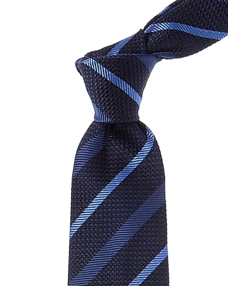 Blue Diagonal Stripe Silk Tie by Brunello Cucinelli