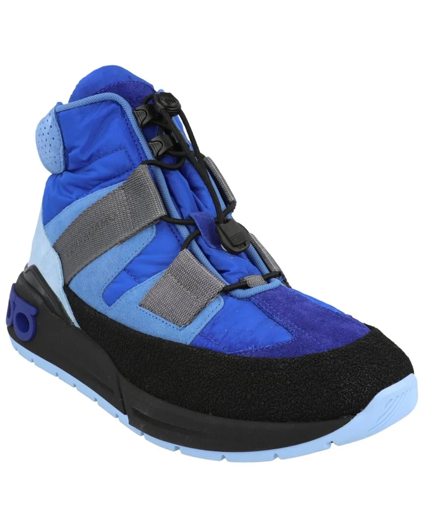 Leonida Leather-Trim High-Top Sneaker by Ferragamo