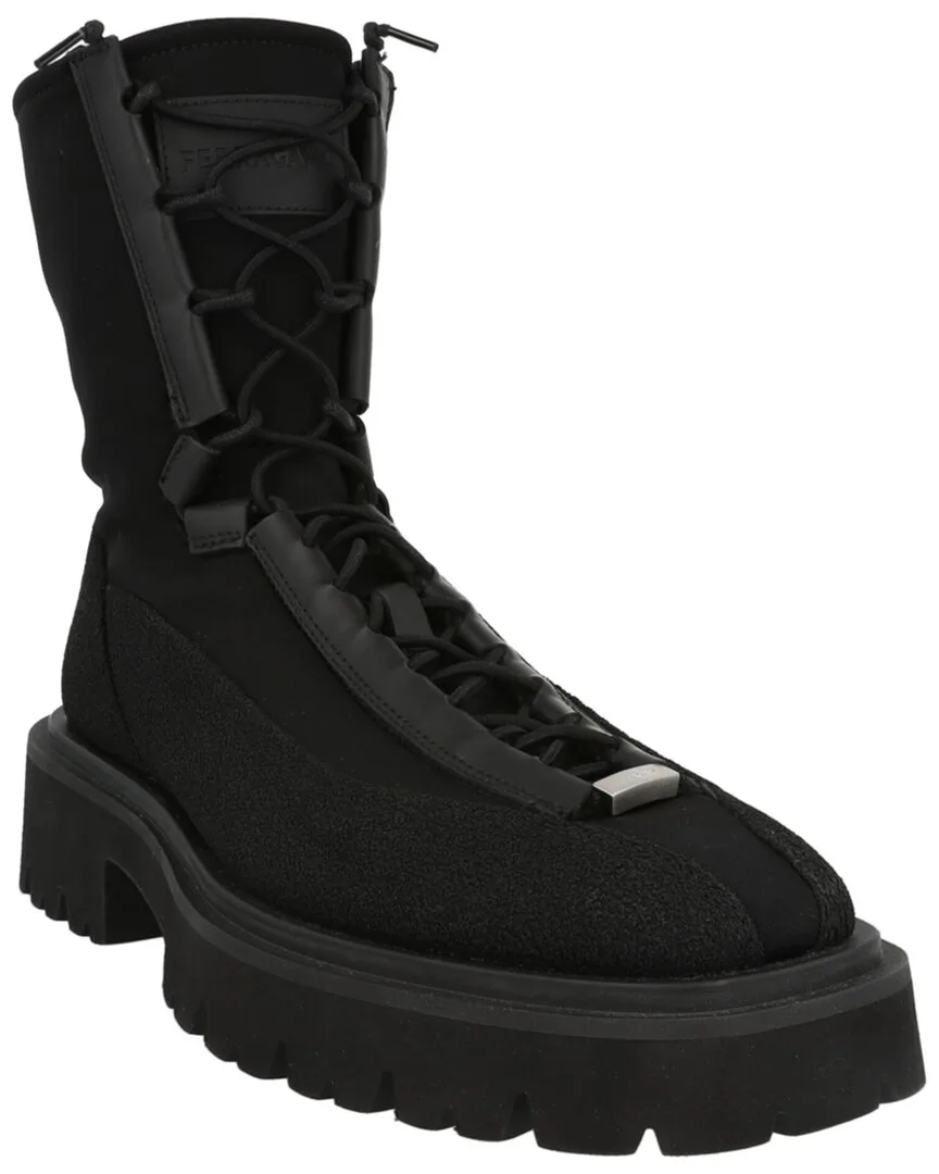 Atlante Leather-Trim Boot by Ferragamo