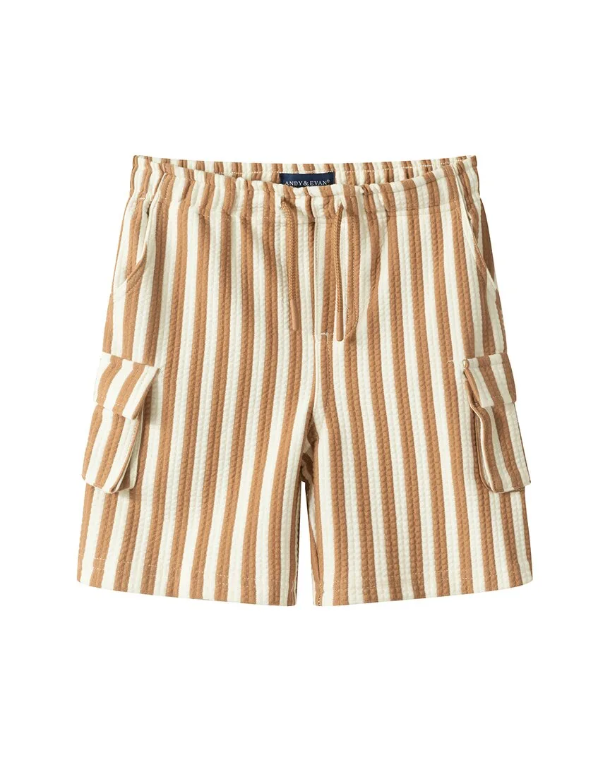 Beige Striped Quilted Short by Andy & Evan