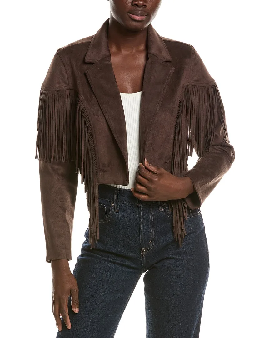 Billi Fringe Vegan Leather Coat by Noize