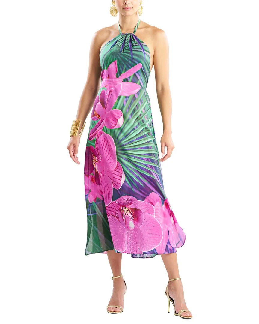 Orchid Silk-Blend Voile Halter Dress by Natori