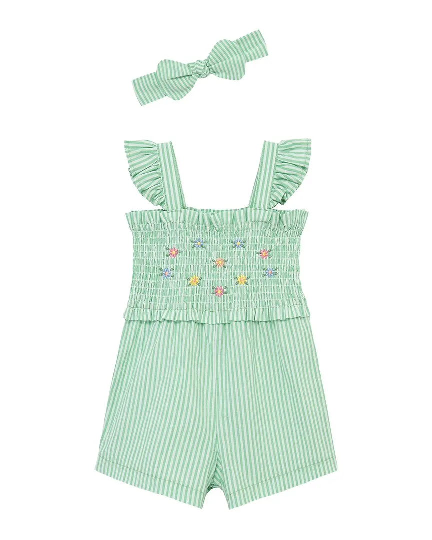 Green Embroidered Wvn Romper Headband by Little Me