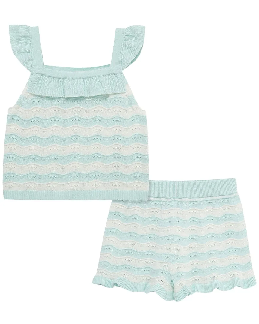 Aqua Pointelle Knit Set by Little Me