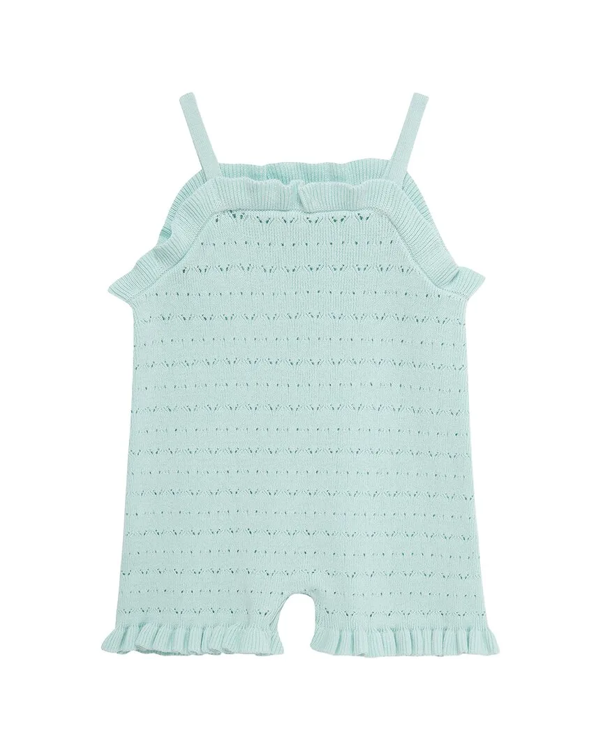 Aqua Pointelle Knit Romper by Little Me