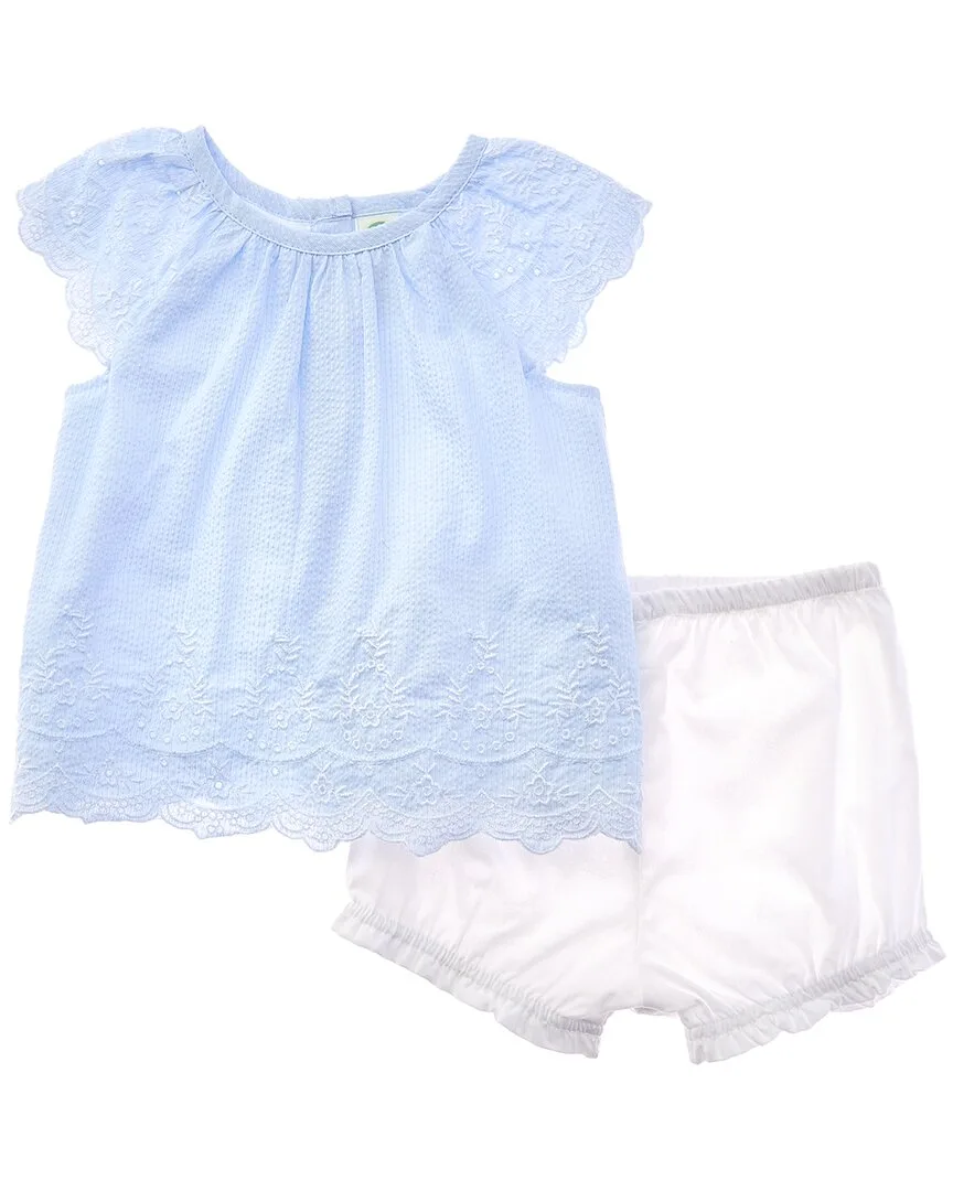 Eyelet Stripe Sunsuit Headband by Little Me