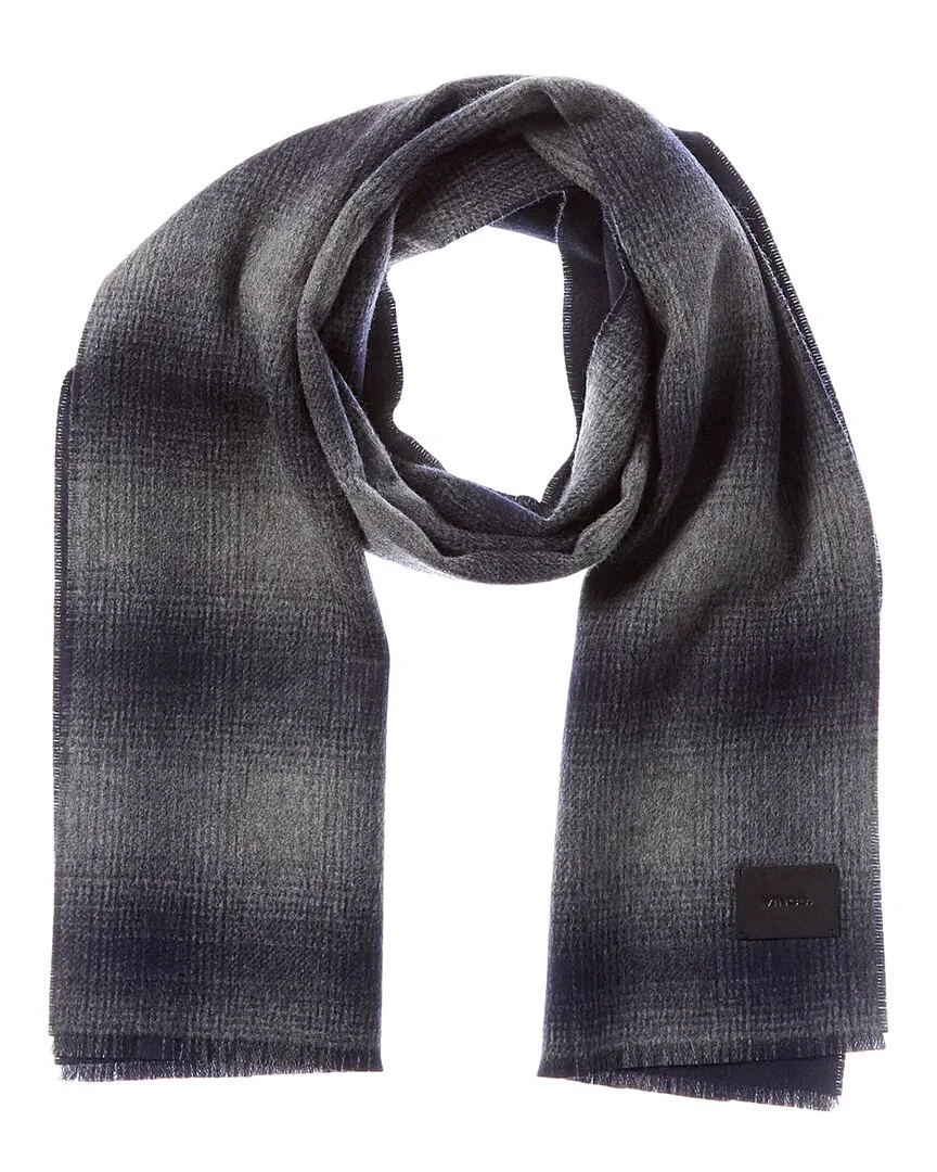 Doubleface Shadow Plaid Wool & Cashmere-Blend Scarf by Vince