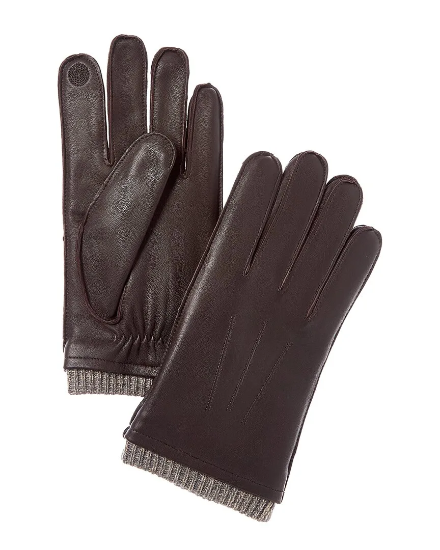 Marled Rib Cashmere & Leather Gloves