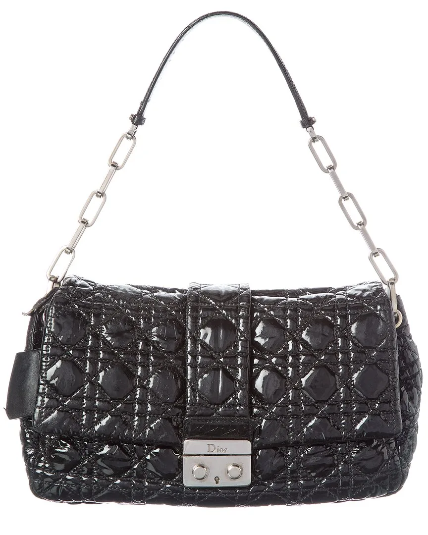 Black Patent Leather Small Flap Patent Cannage (authentic Pre-Loved) by Dior