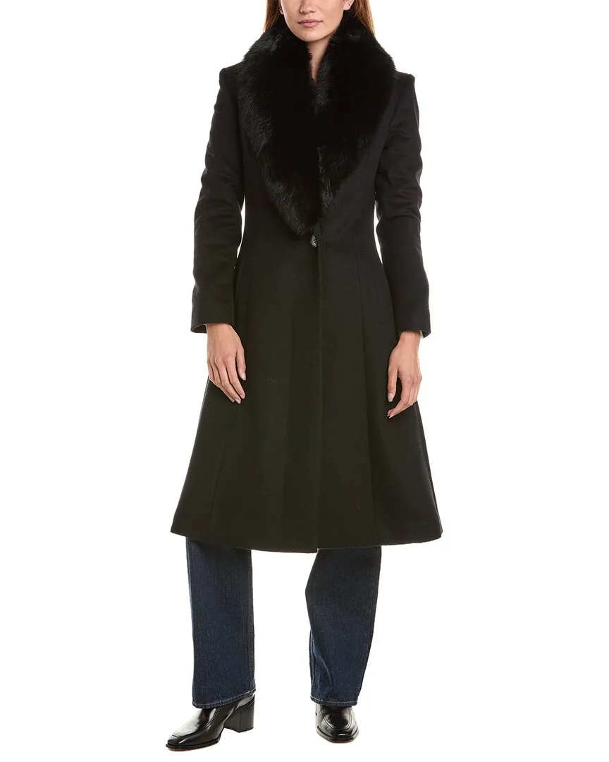 Oversized Collar Wool-Blend Coat by Sofia Cashmere