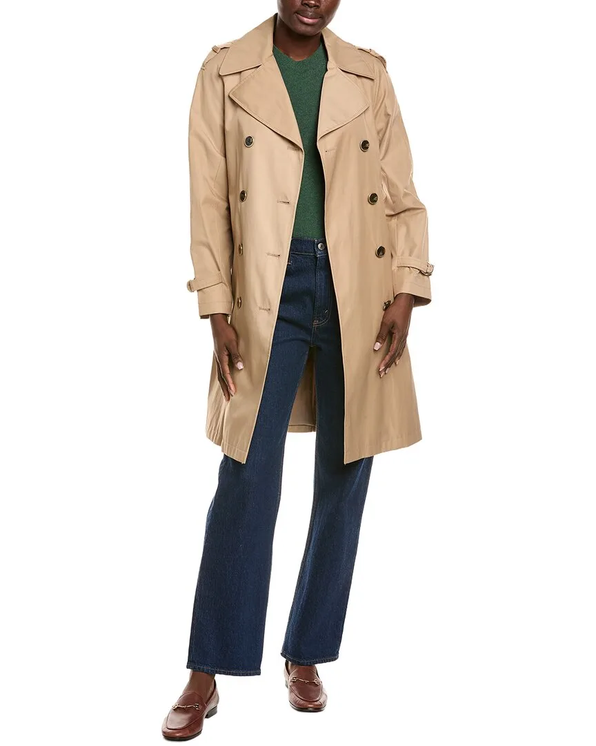 Double-Breasted Raglan Sleeve Trench Coat