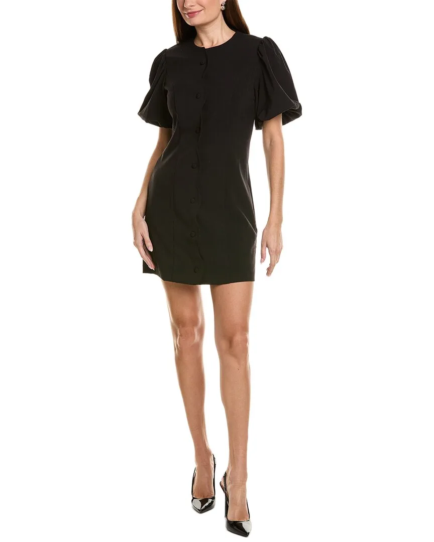 Puff Sleeve Button Front Mini Dress by Ellen Tracy