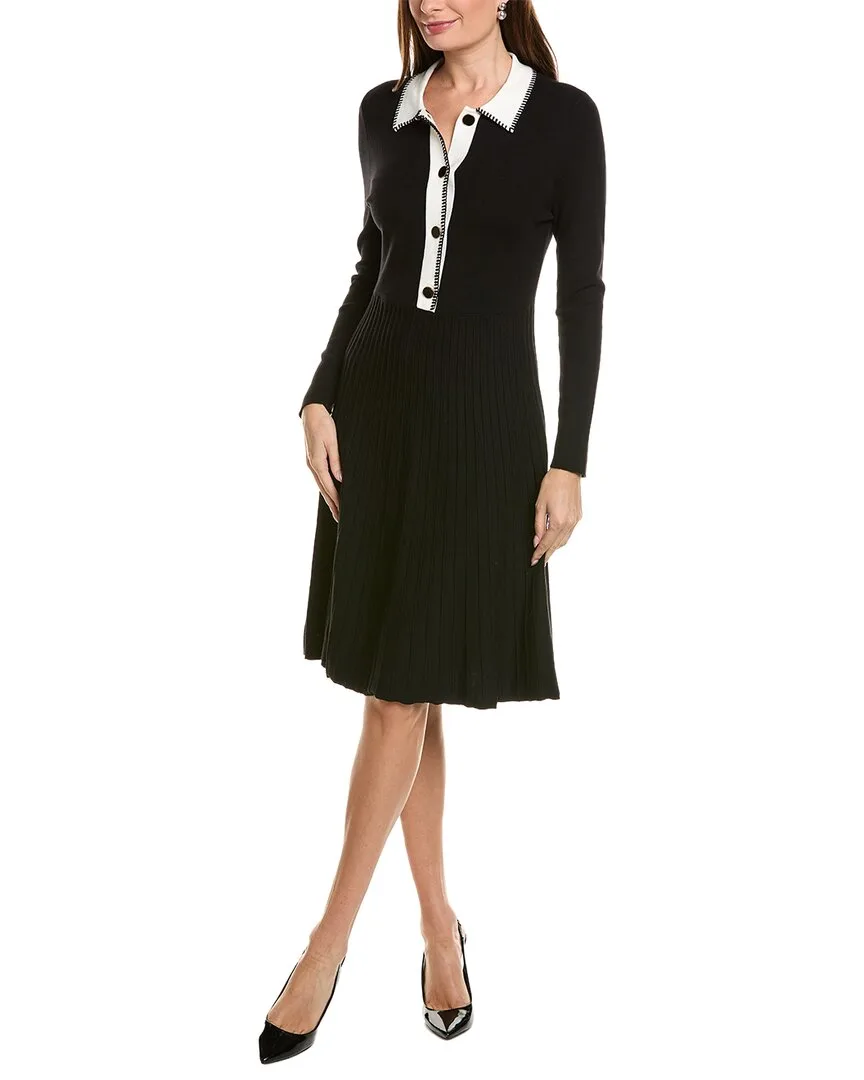 Ottoman Stitch Flared Dress by Ellen Tracy